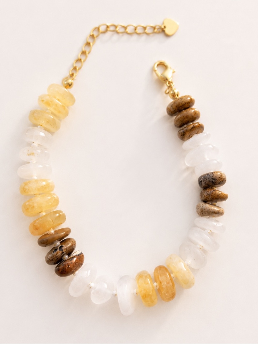 Beaded Bracelet with Yellow, White and Brown Natural Beads